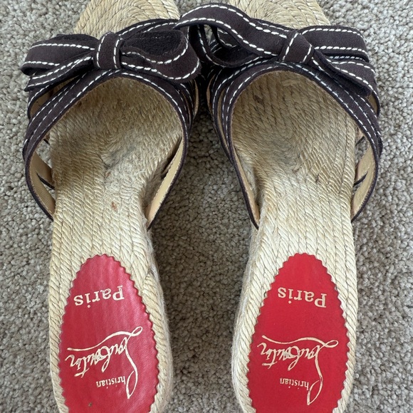 Christian Louboutin Brown Wedge Sandals - Picture 2 of 6